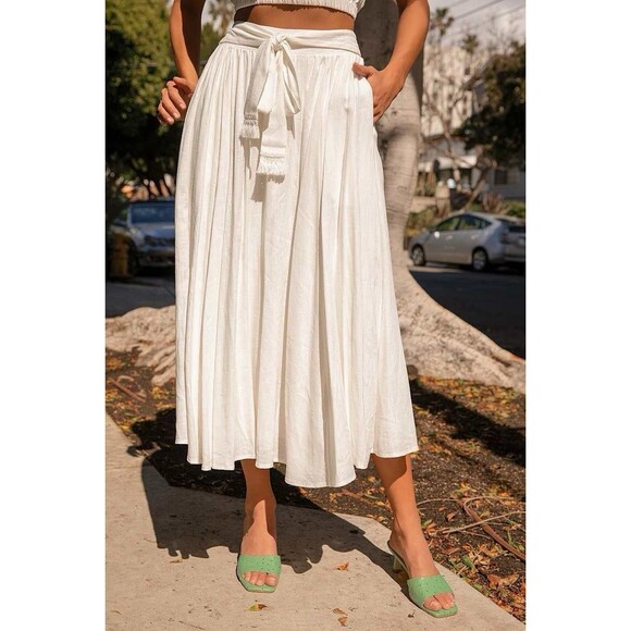 Lulus Brings You Back Ivory Two-Piece Midi Dress Viscose/Linen NWT Size M Medium - Picture 3 of 13